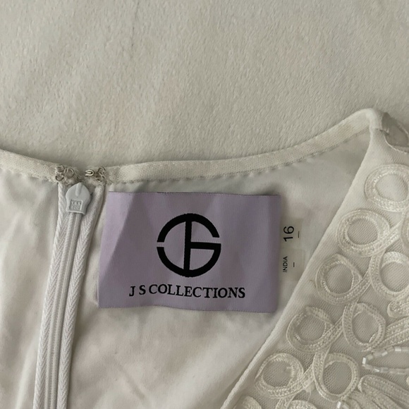 NEW JS Collections [ 16 ]‎ Beaded V-Neck Midi Dress in White - Picture 4 of 12